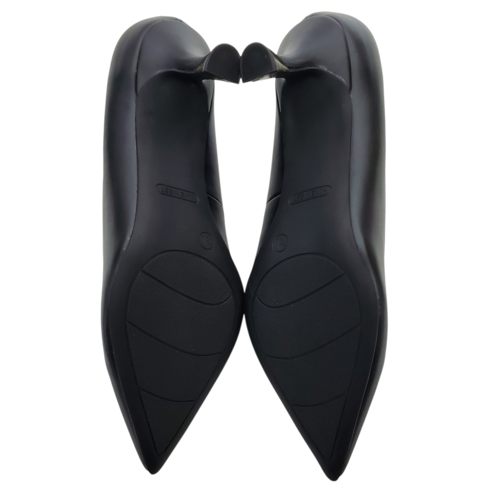 New Nine West Andes kitten heel dress pumps black faux leather career academia - Picture 12 of 13